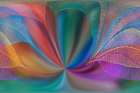Multi-colored skeleton leaves arranged on colorful background Art Print